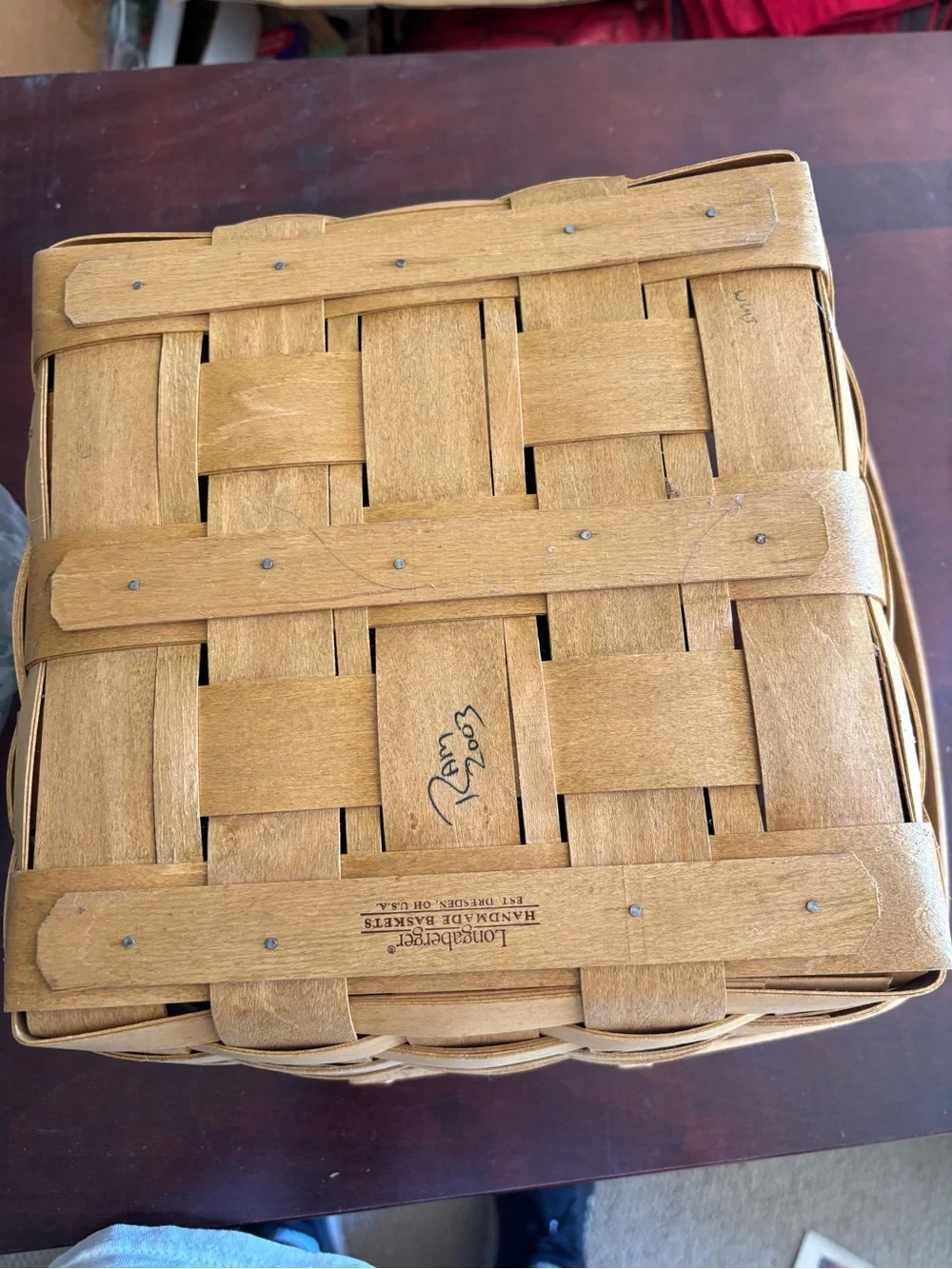 Longaberger Natural Wood Woven Basket with Double Handles
